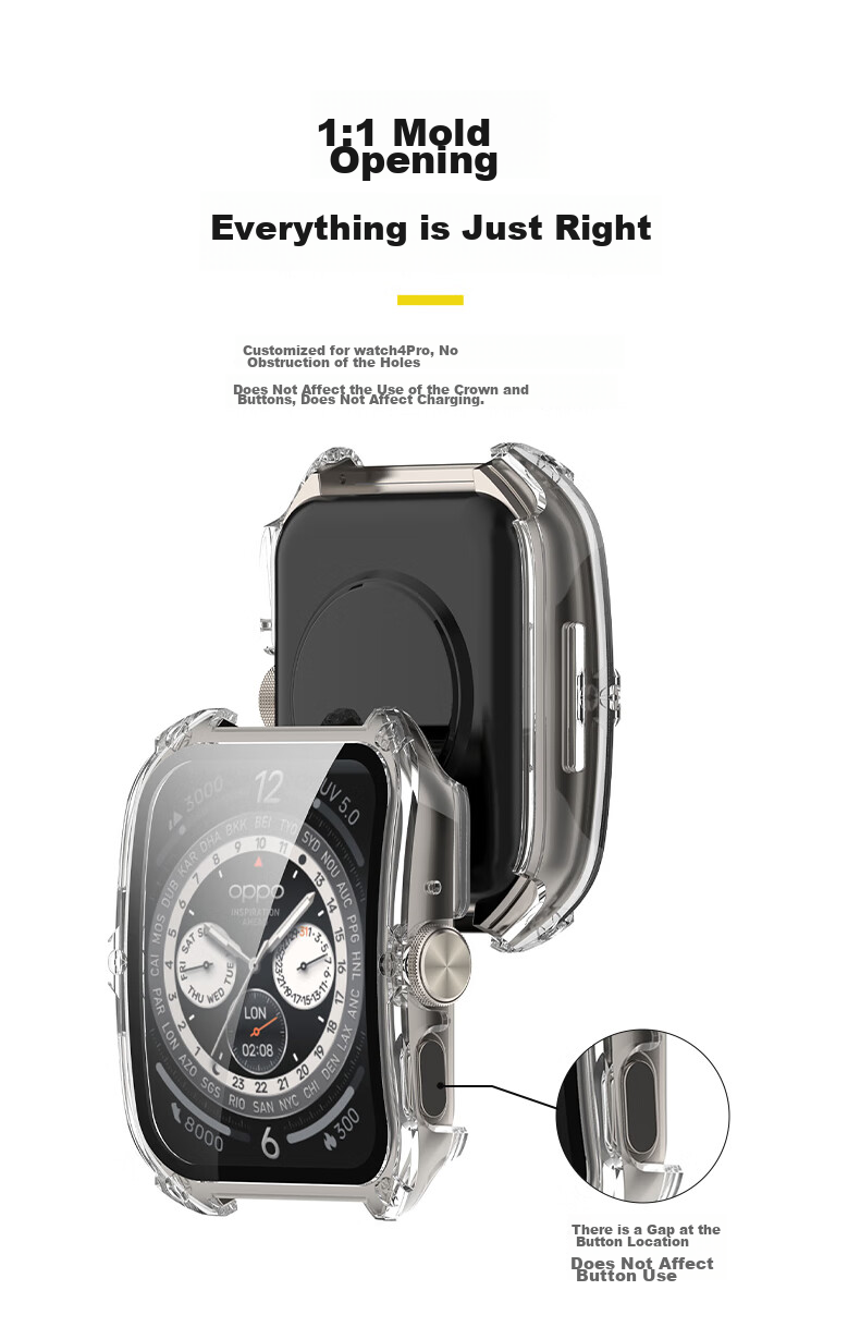 KMaxAI Compatible with OPPO Watch 4 Pro Protective Film + Hard Case, Integrated Full Protection Cover for Watch Face + Screen Protector, Anti-Scratch, Anti-Fingerprint, Shockproof Tempered Glass Film, Black 9