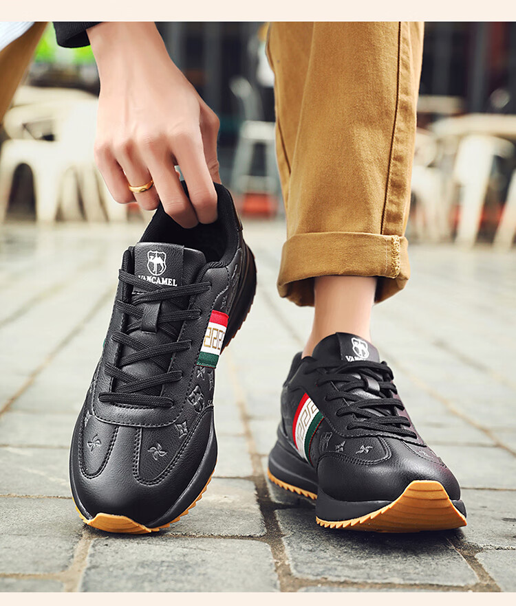 VANCAMEL Men's Sneakers, Versatile Forrest Gump Shoes for Spring, Outdoor Casual Running Shoes for Men, Style 002, Black, Size 36 17