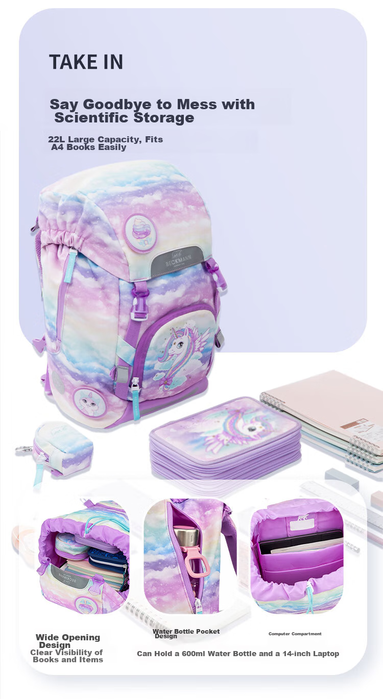 Beckmann Norwegian Primary School Student Spine-Protecting Large-Capacity Stylish Backpack for Grades 1-3 Boys And Girls, First And Third Grade Children's Backpack 17