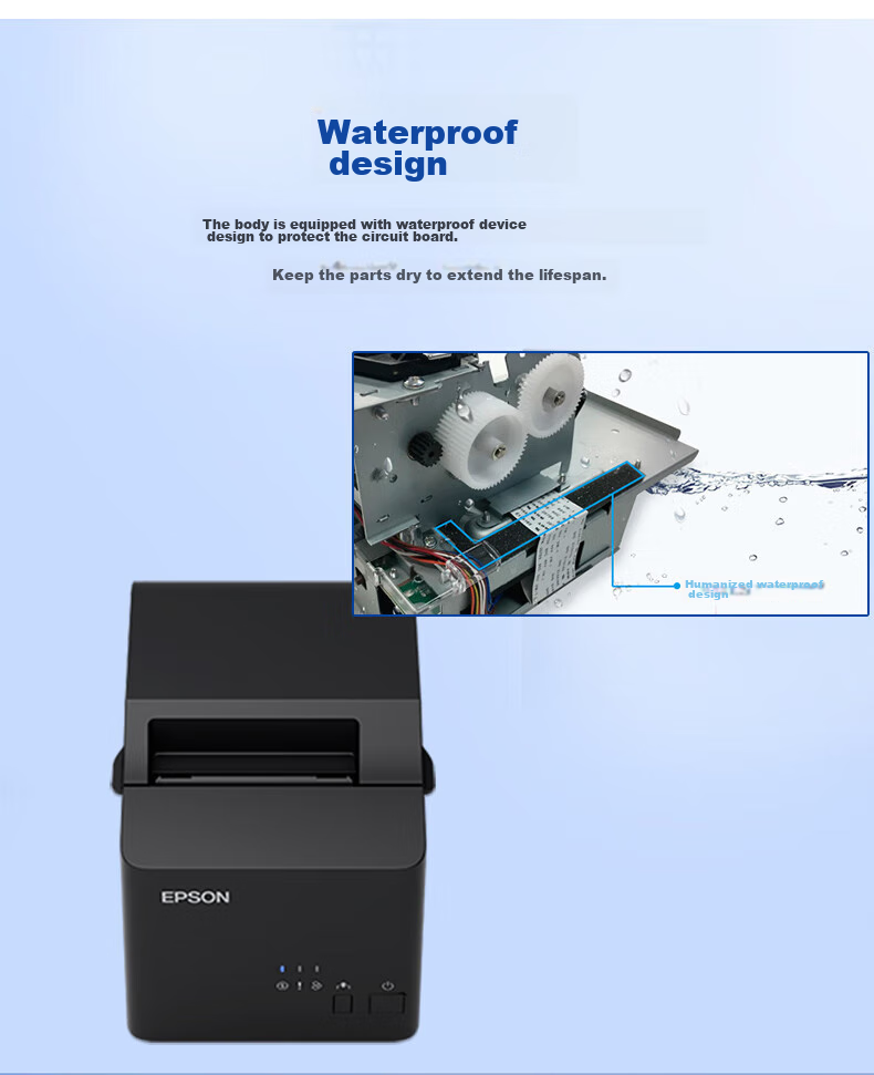 EPSON Thermal Receipt Printer 80mm for Hotels, Takeout, Kitchen Receipts, Barcode And QR Code Printer TM-T100E USB/RS Interface 5