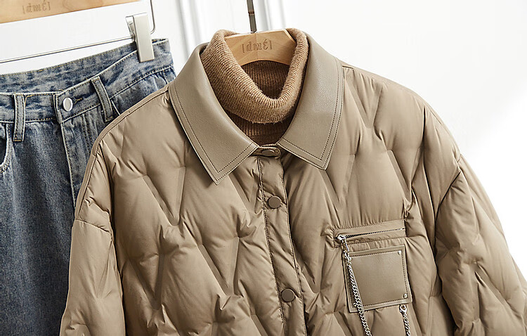 Dme [90% Duck Down] Winter 400T Spring Yarn Dye-Lighted Elastic Cuff Loose Metal Chain down Jacket for Wome 6