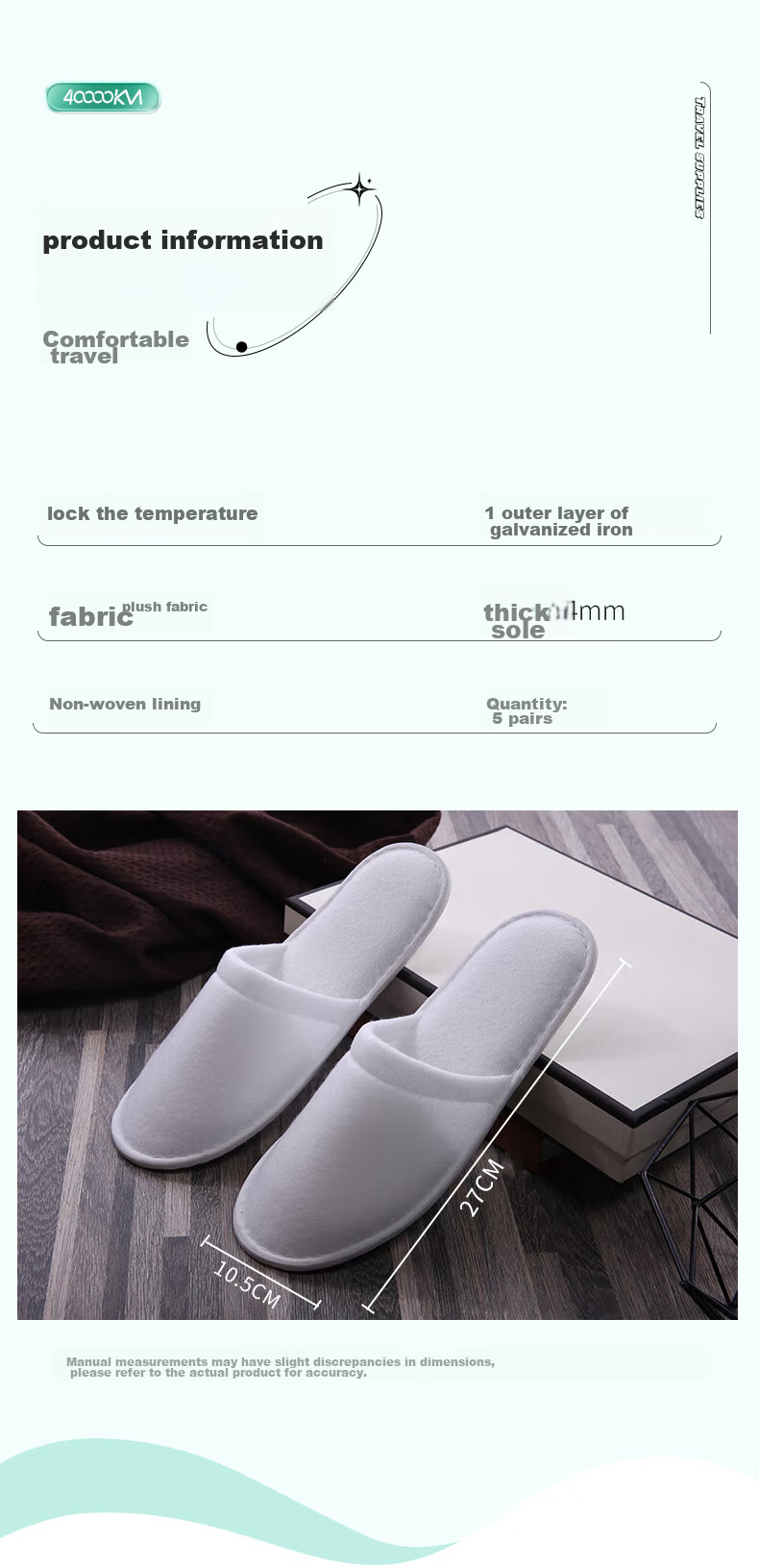 40,000 Kilometers 5 Pairs Disposable Slippers Autumn Winter Guest Home Hotel Non-Slip Thickened Indoor Unisex Travel Portable 7