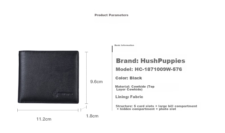 Hush Puppies Wallet, Men's Leather Short Casual Purse, Driver's License Holder, Ticket Holder, Birthday Gift 5