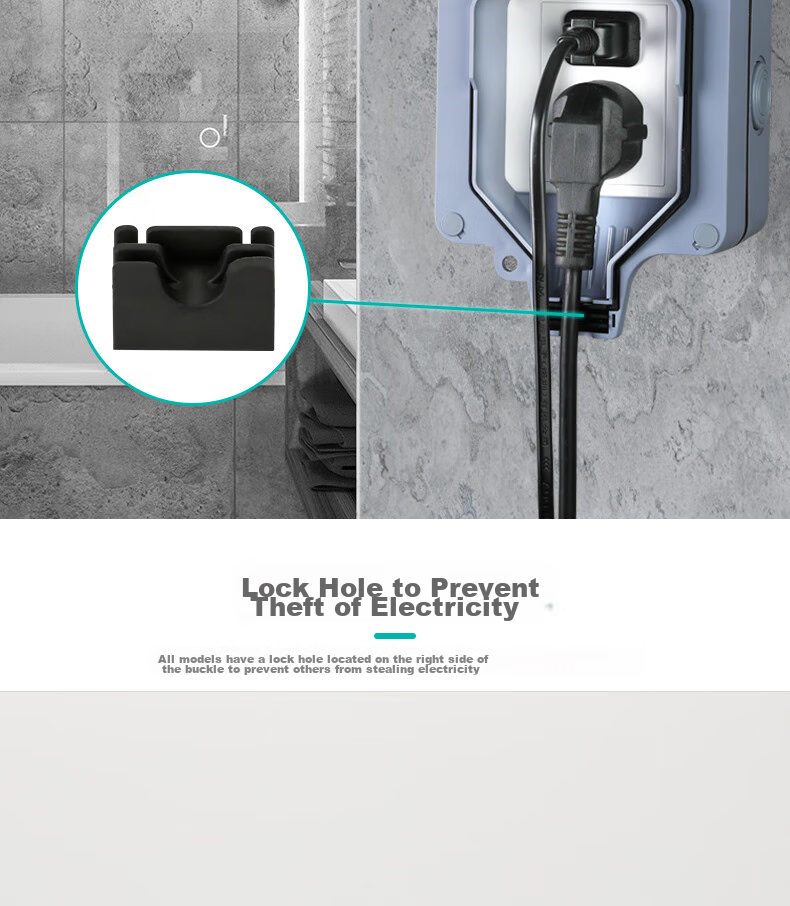 Xiya Waterproof Socket, Outdoor Bathroom, IP66 Waterproof And Dustproof, Heavy Rain-Resistant, Safety Protection, Three-Hole 16A High-Power Socket, Deepened Versio 7