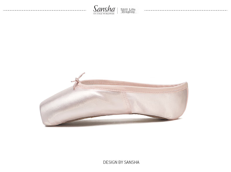 Sansha Princess Ballet Pointe Shoes, Satin Practice Shoes, Leather Sole Dance Shoes, Hard Shoes DP801SL, English Satin, Size 38 9