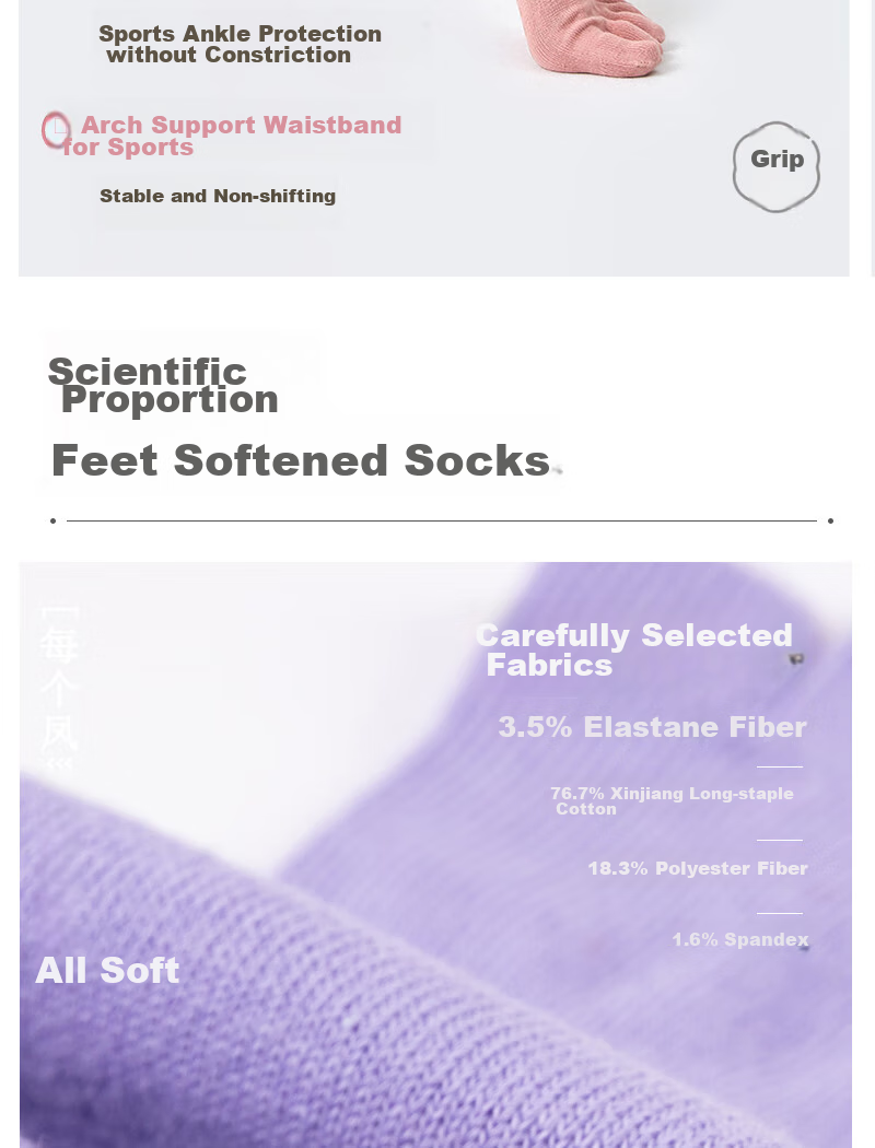 XUEXIMAN Yoga Socks for Women, Professional Non-Slip Mid-Calf Five-Toe Socks, Pilates Socks, Sports Anti-Slip Fitness Socks for Autumn And Winter 13