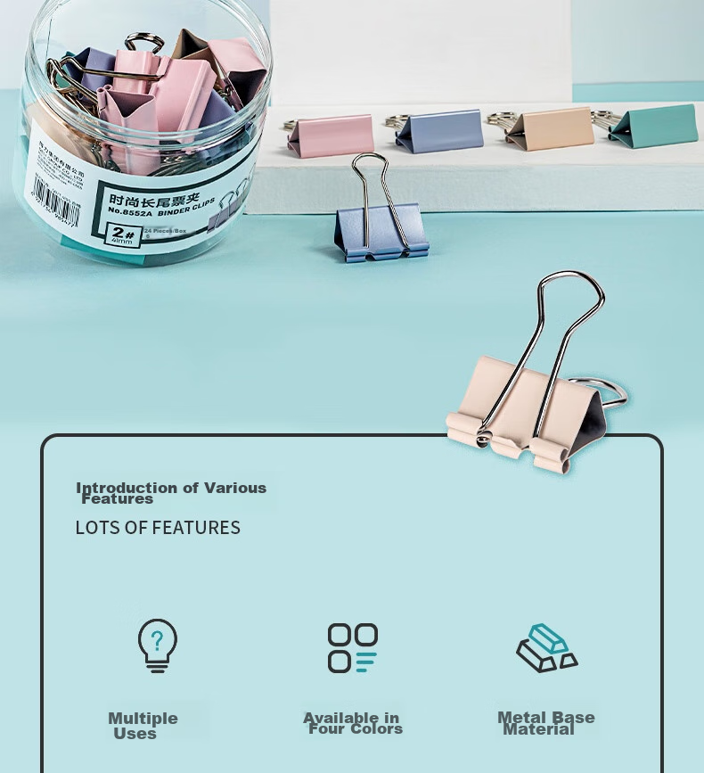 Deli 24 Pieces, 41mm Large Morandi Color Fashionable Long Tail Binder Clips, Upgraded New Color Scheme, 24 Pieces/tube, 8552A 2