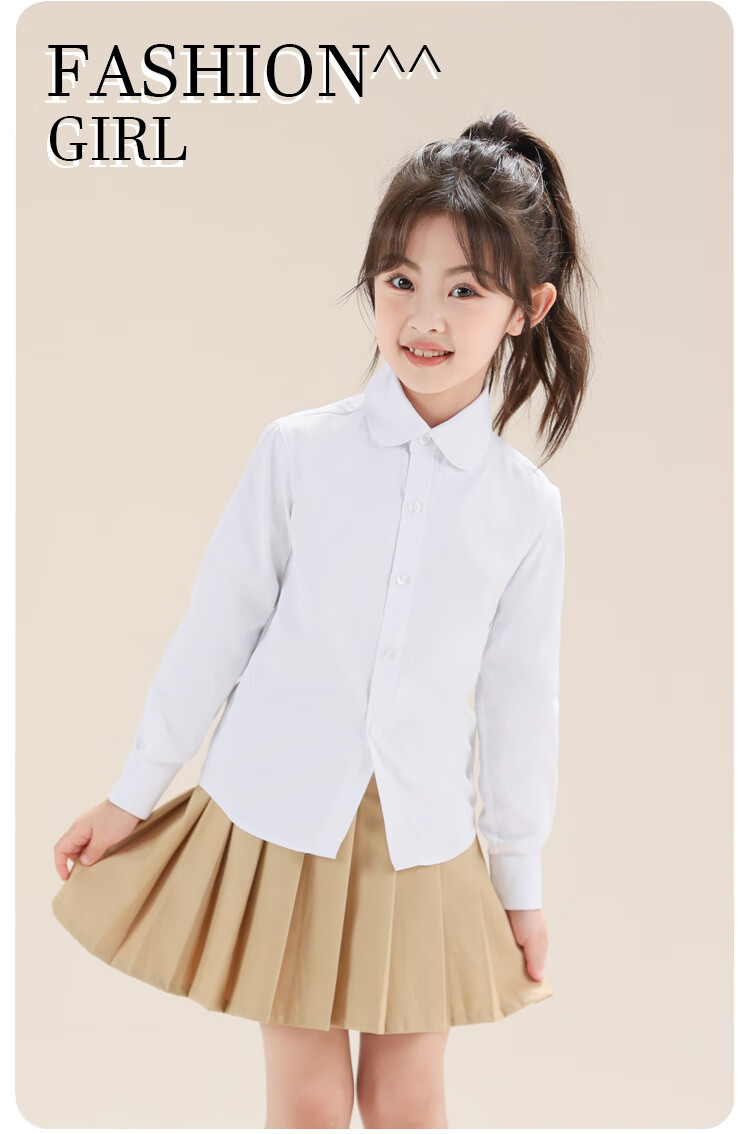 Yinuofang Children's White Long-Sleeve Shirt School Uniform Undershirt for Girls: White Long-Sleeve 170CM 3