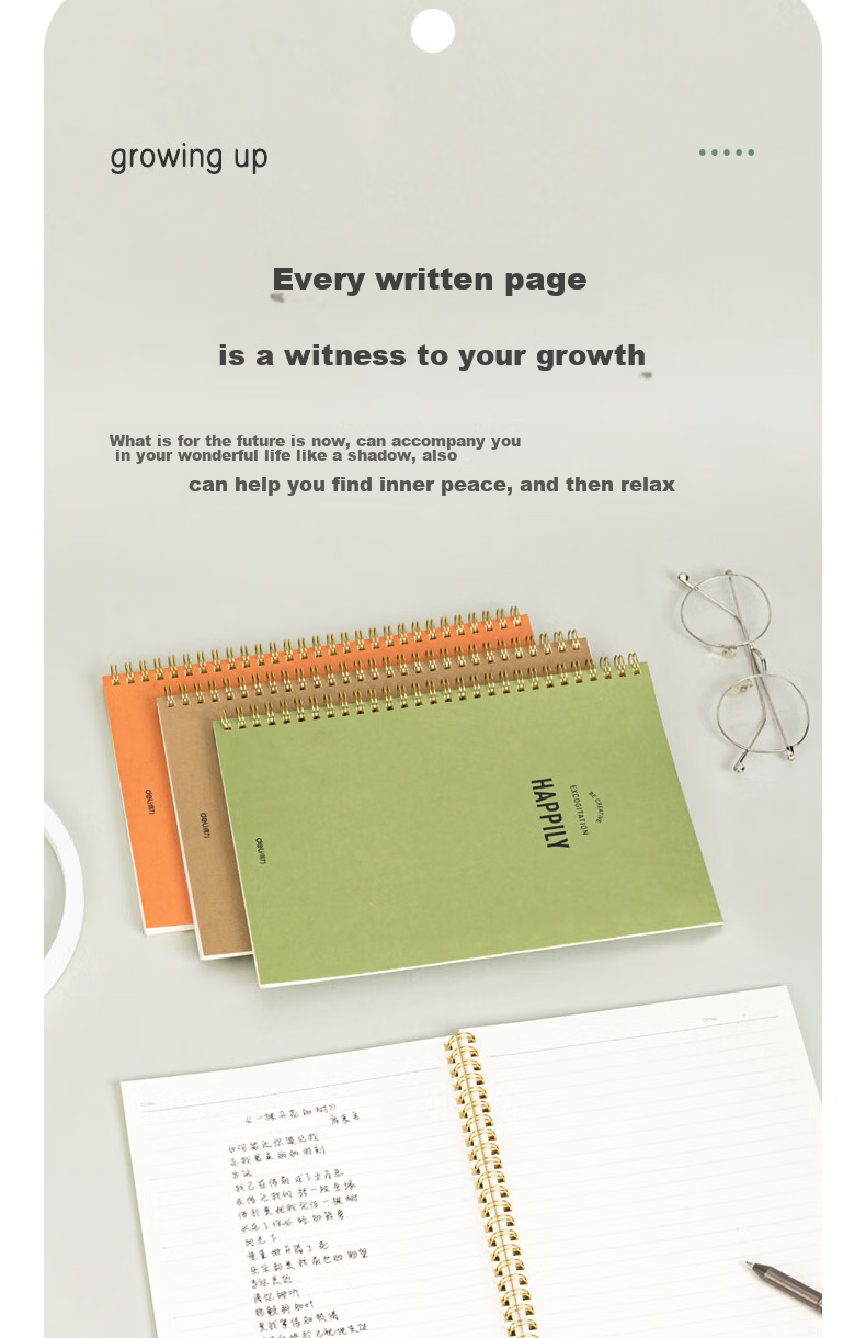 Deli 4 A5 Notebooks / 60 Sheets Simple Retro Series Spiral Notebooks, Spiral-Bound Notebooks, Journal, Error Correction Book, Student Exam Preparation LA560 5