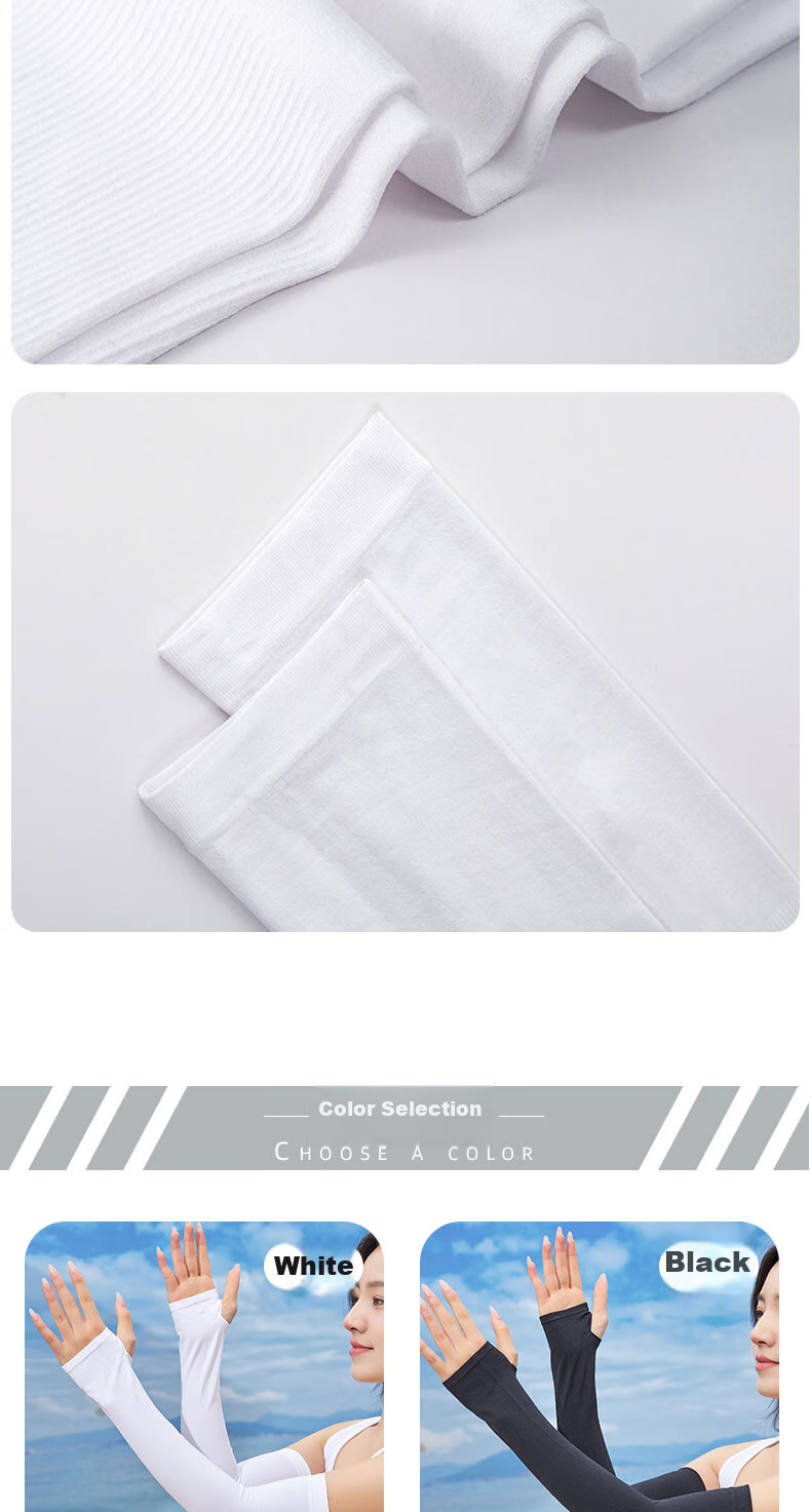 Move Iron Move Iron Ice Silk Summer Arm Sleeves for Men And Women, Sun Protection, UV-Resistant, Breathable Cycling Arm Covers, White 4