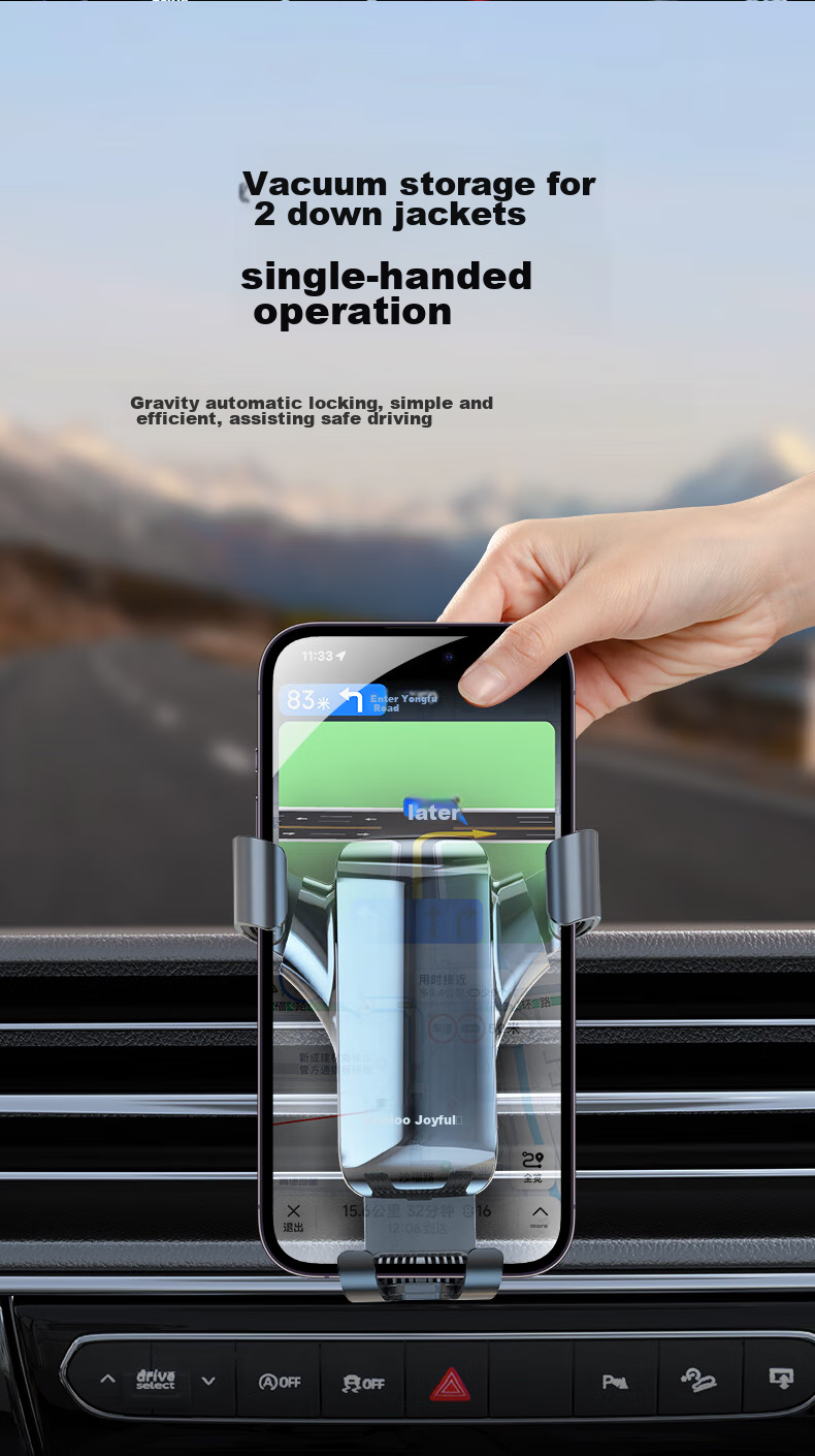 Leeioo Car Phone Holder, Air Vent Mount for Navigation, Alloy Gravity Sensor Car Phone Mount, Black 2