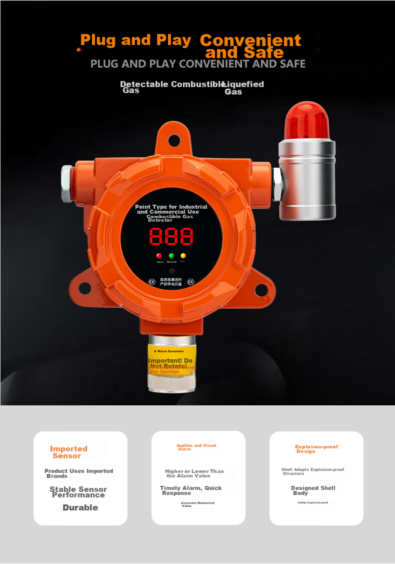 LFang GY-LF Gas Alarm, Commercial Use for Restaurants, Gas Cylinder, LPG Industrial Propane Detector 3