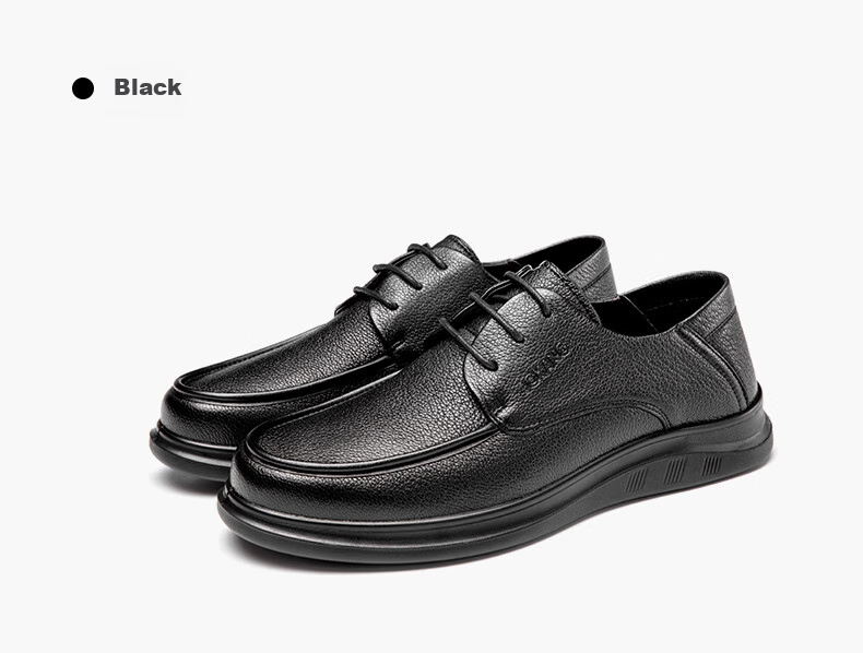 Aokang Business Casual Leather Shoes, Sheepskin Soft Sole, Comfortable Lace-Up Work Shoes, Black Size 41 17