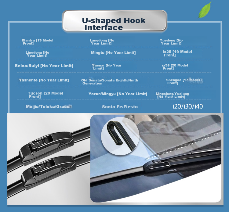 Aoye Windshield Wipers Suitable for Hyundai Ix35 (2010-2015)/Tucson (2005-2014), Boneless Design, 1 Pair, 24+16 Inches 12