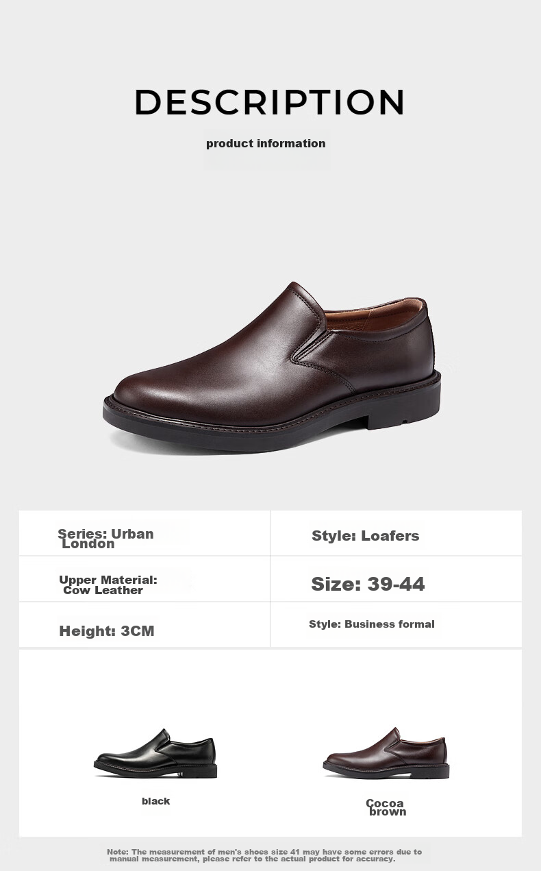 ECCO Business Leather Shoes for Men, Simple Slip-On Loafers, Urban London Series 525624, Black, Size 39 10