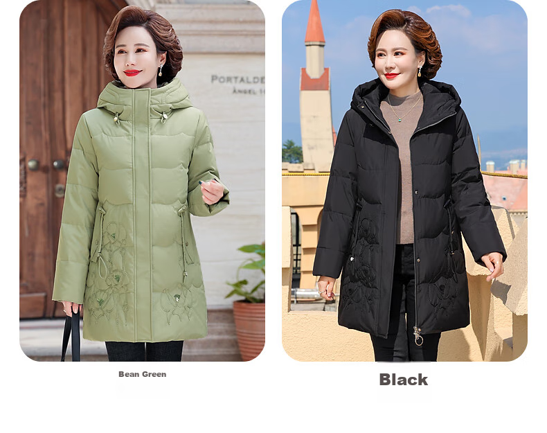 QIUFULUO Mom's Winter High-End down Jacket, New Year Red, Middle-Aged And Elderly Women's Clothing, Stylish And Warm Coat for Women over 50 And 60 Years Old 13