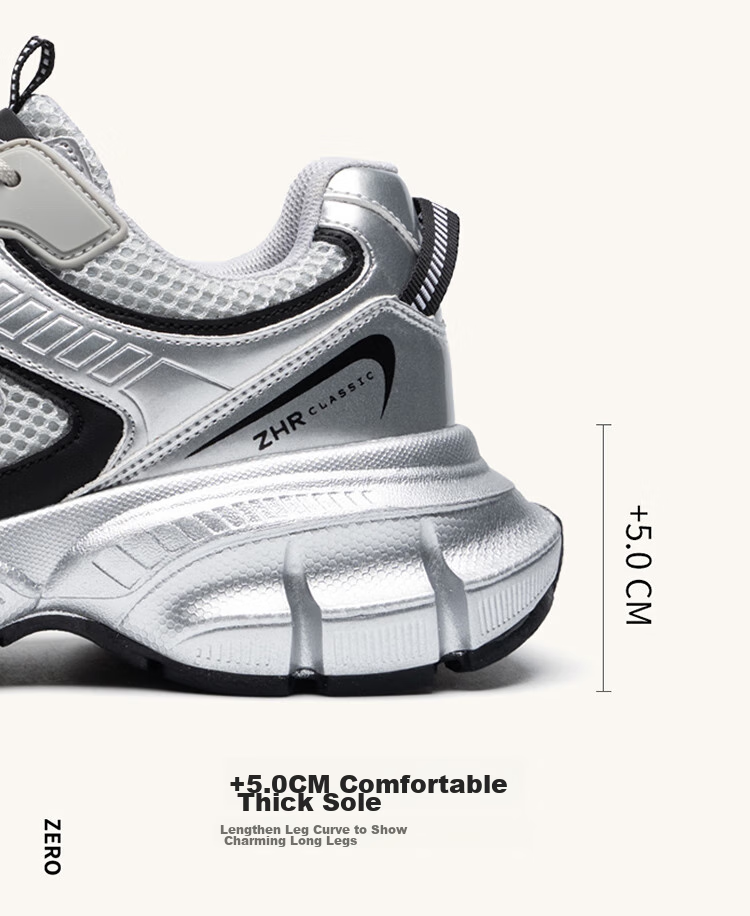 ZHR Spring And Autumn Dad Shoes for Women, Versatile Thick-Soled Casual Shoes, Breathable Mesh Sports Shoes for Women, BV63, Dark Gray, Size 35 10