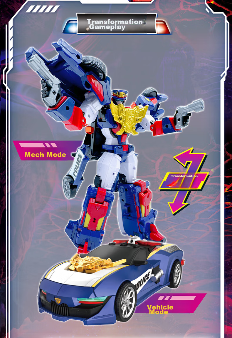 MinitegongduiX Storm Special Police Seven Super Battle Force Transforming Mecha Dual-Form Fule Zhanqi Toy, Gift for Young Boys 7