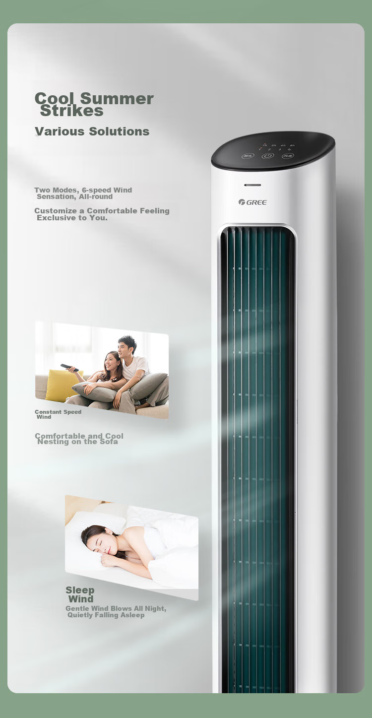 GREE [Soft And Gentle] Smart Timer Scheduling On/Off Tower Fan, Electric Fan, Remote Gentle Wind Bladeless Fan, Oscillating Floor Fan, Baby Fan, Remote Control Tower Fan FL-08X61Bg 3