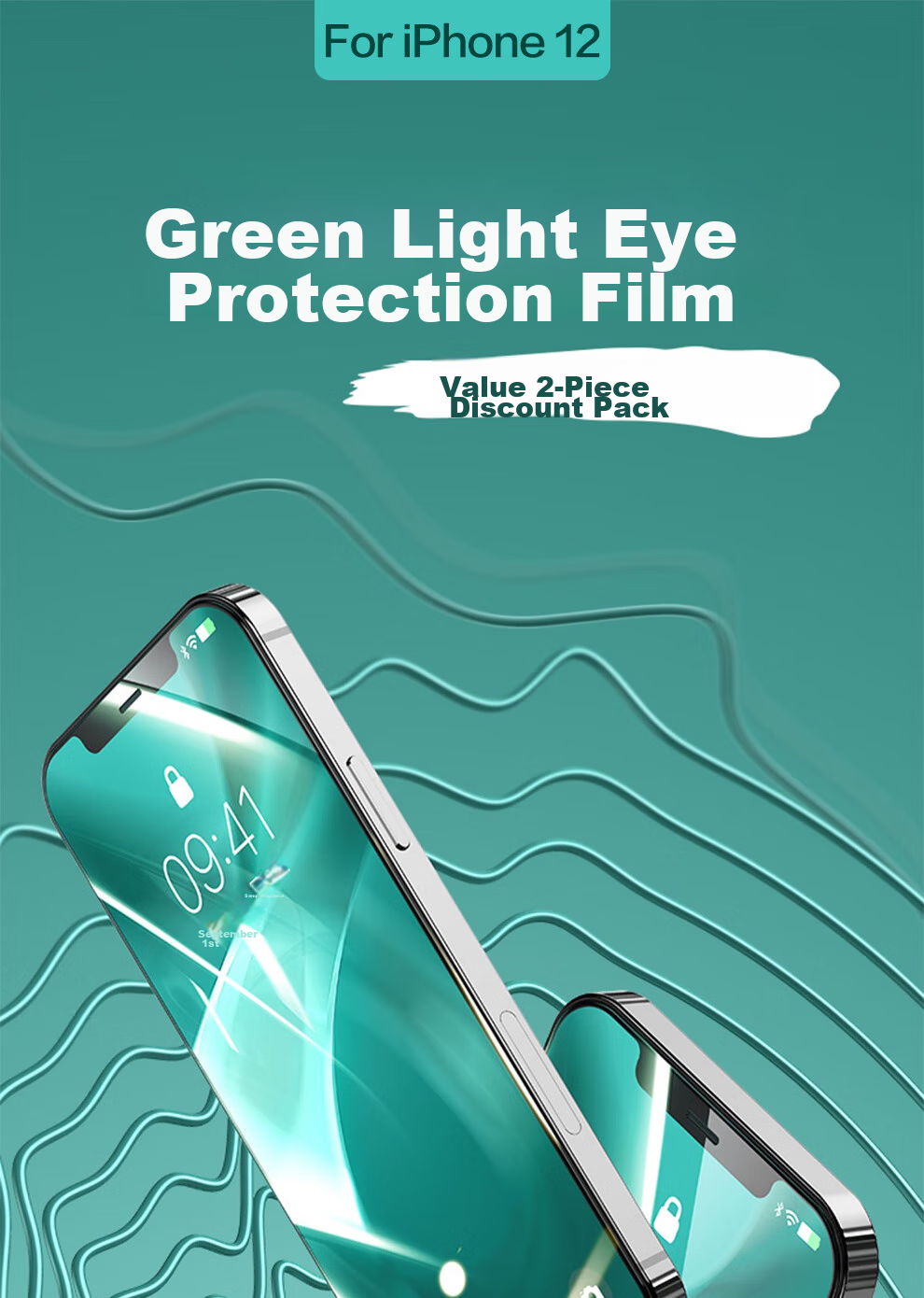 BIAZE [Triple Enhanced] Tempered Glass Screen Protector for IPhone 12/Pro, IPhone 12/Pro Phone Film [2 Pieces Eye Protection] Green Light Full Screen Ceramic Crystal Anti-Blue Light Film JM764 4