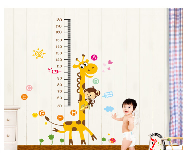 Modouyu Children's Height Chart Sticker, 3D Giraffe Design, Removable Cartoon Growth Chart, Height Measuring Tool for Babies And Childre 9