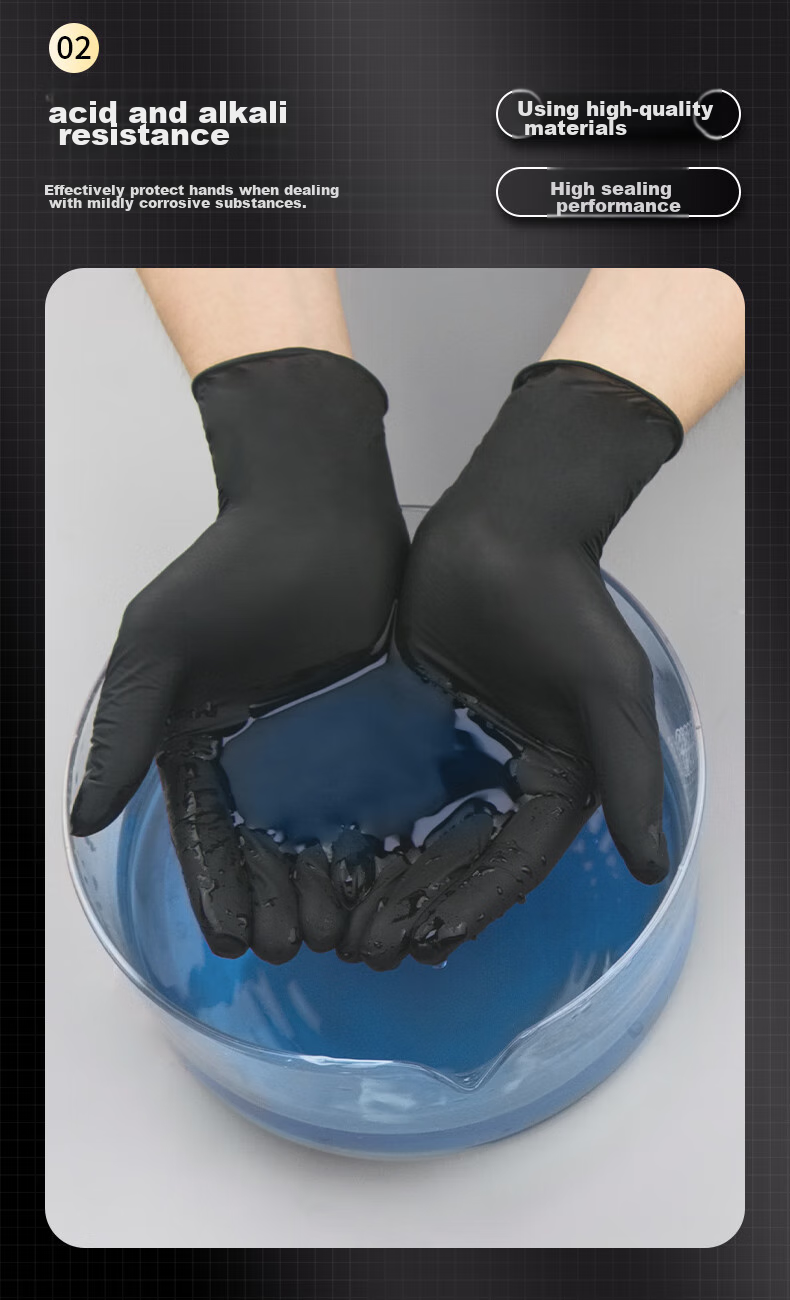 Jiazhanli Disposable Gloves, Nitrile Rubber Protective Thickened Durable Auto Repair Work Gloves, Black Nitrile Gloves, 100 Pieces/box, S Small Size 4