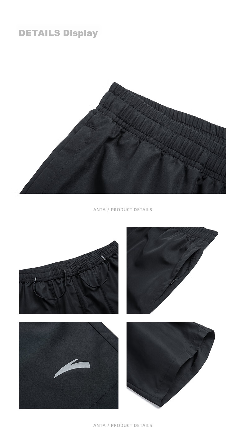 Anta Quick-Dry Men's Sports Shorts Summer Moisture-Wicking Breathable Fitness Training Running Outdoor Casual Woven Five-Point Pants 30