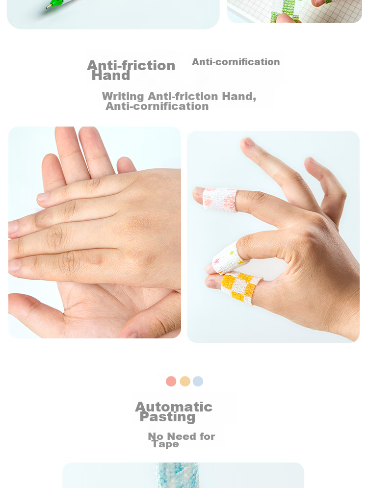 Sannianerban Student Writing Finger Protector Band, Easy-To Elastic Self-Adhesive Joint Protection Sleeve, Anti-Abrasive Writing Grip, Sports Finger Fixation Band, Complete Set - 8 Pieces 5