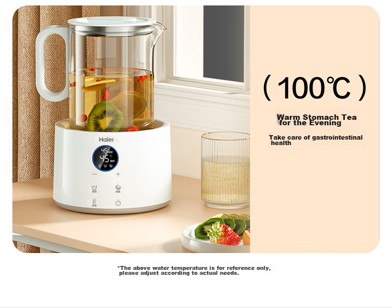 Haier 1.7L Electric Kettle Double-Layer Anti-Scald 304 Stainless Steel High Power Precise Boiling Fast Quiet Dual Power K617WJ White 13