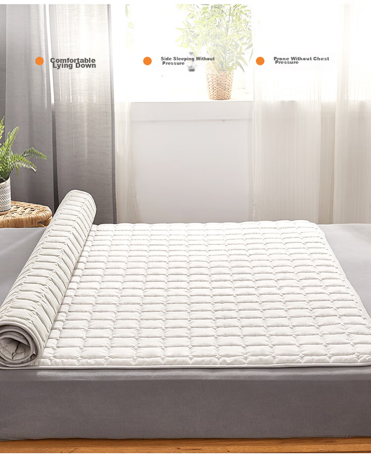 Dohia Home Textiles Washable Quilted Mattress Pad with Straps, Non-Slip Tatami Four-Season Protective Thin Pad for 1.5m Bed, 2x1.5m 19