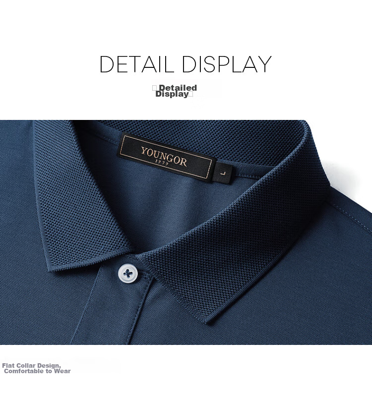 YOUNGOR [Cool Touch] Spring/Summer 2026 New Style, Turn-Down Collar, Solid Color, Oxygen Short-Sleeve Polo Shirt, Blue, Size S 20