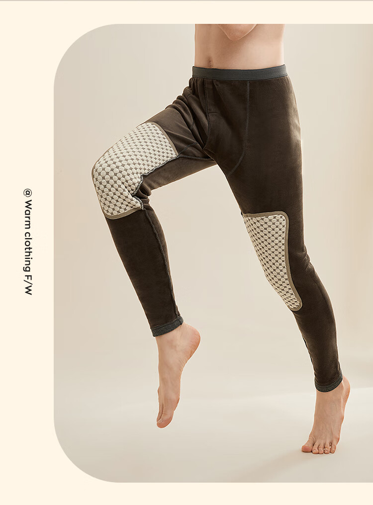 MiiOW [Cashmere Fleece Thickened] Women's Thermal Underwear, Solid Color Cotton Pants, Autumn And Winter Knee Protection Lining Pants 26