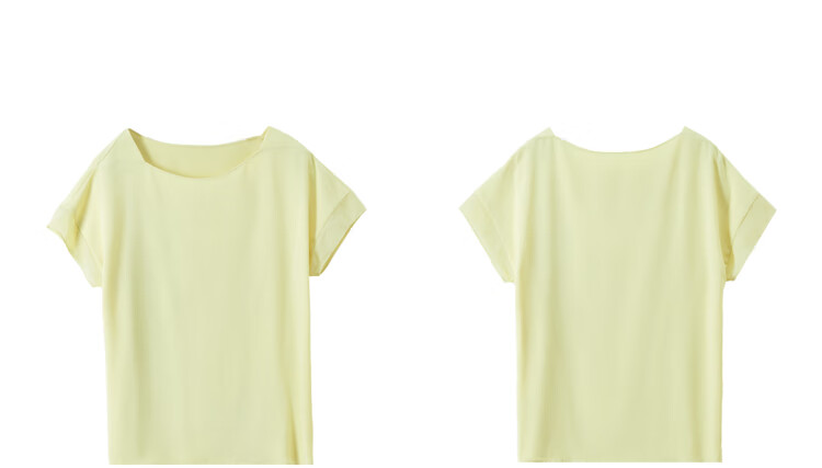 Sentubila Spliced Short-Sleeve Chiffon Blouse for Women, Slimming Tummy-Covering Top, Summer Lightweight Casual T-Shirt, Light Blue, S 46