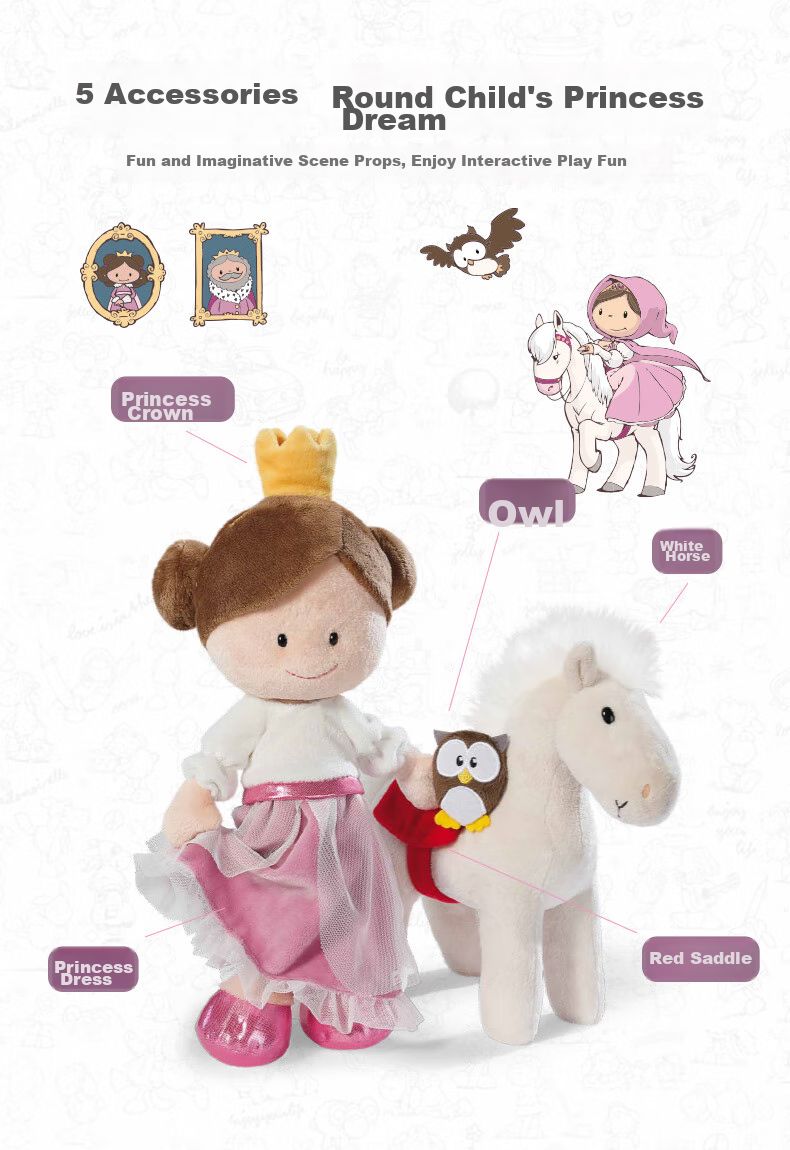 NICI Birthday Gift for Girls, Plush Doll, Princess Stuffed Toy, Cute Plush Figurine for Girls, Present for Girls 3