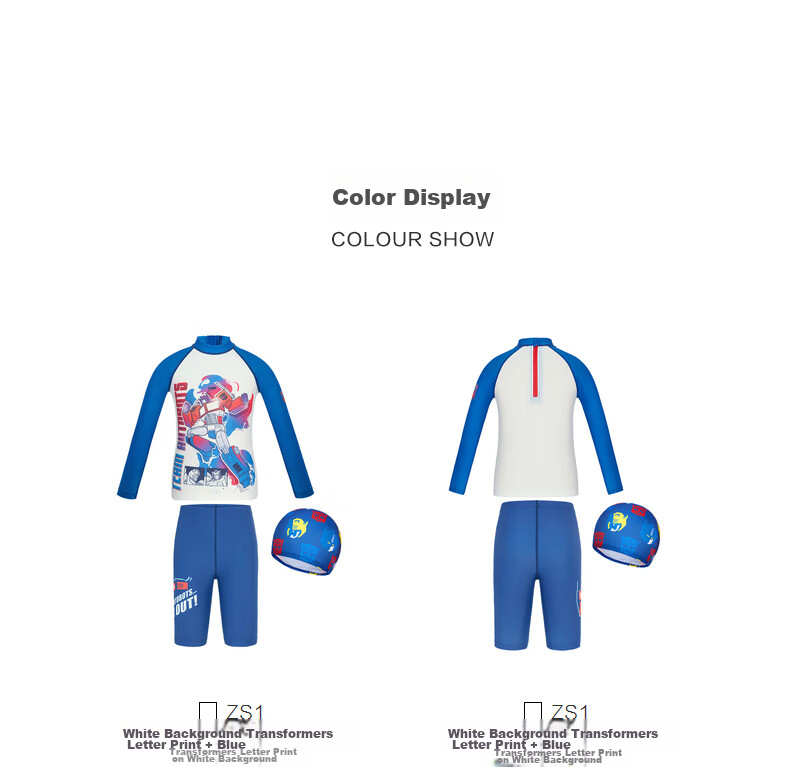 Aimer Kids Boys' Swimsuit, Transformers Co-Branded Beach Vacation Long-Sleeve Swimwear Set, AK2679302 Transformers, Size 150 3
