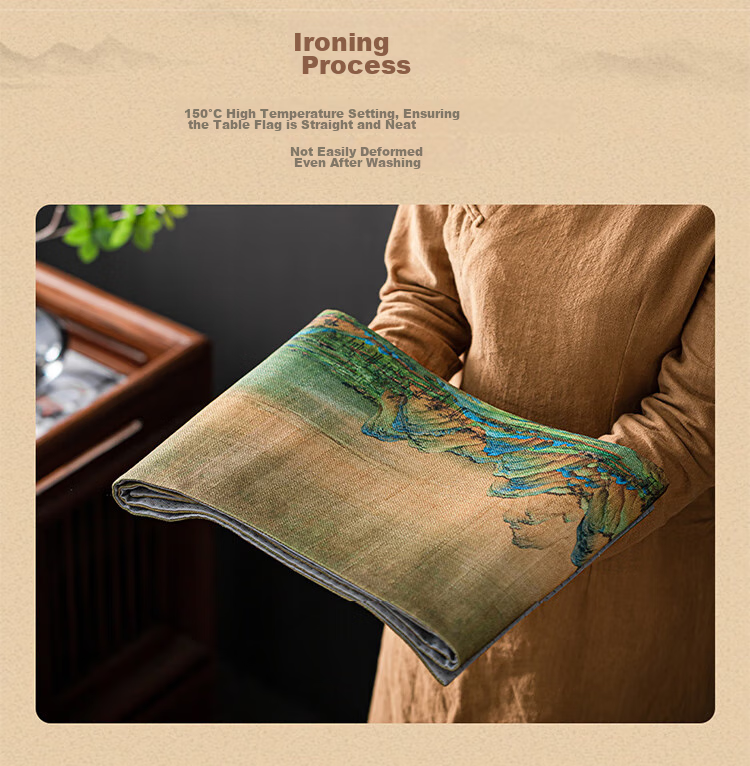 AVIVI Table Runner, Chinese Style Waterproof Tea Mat, Coffee Table Cover, Long Tablecloth, Tea Table Pad, 30*180 Qianli Jiangsha 11