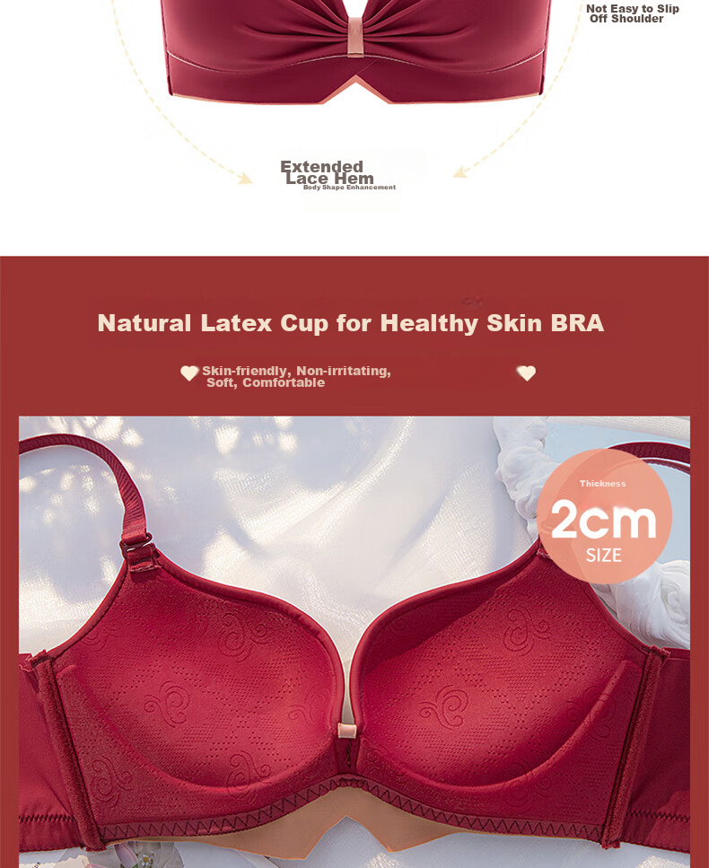 LangSha Zodiac Year Bra Set, Red Wedding, Small Chest Push-Up, Wireless, Horse Year, Side Support Bra, Women's Underwear, Size 32 14