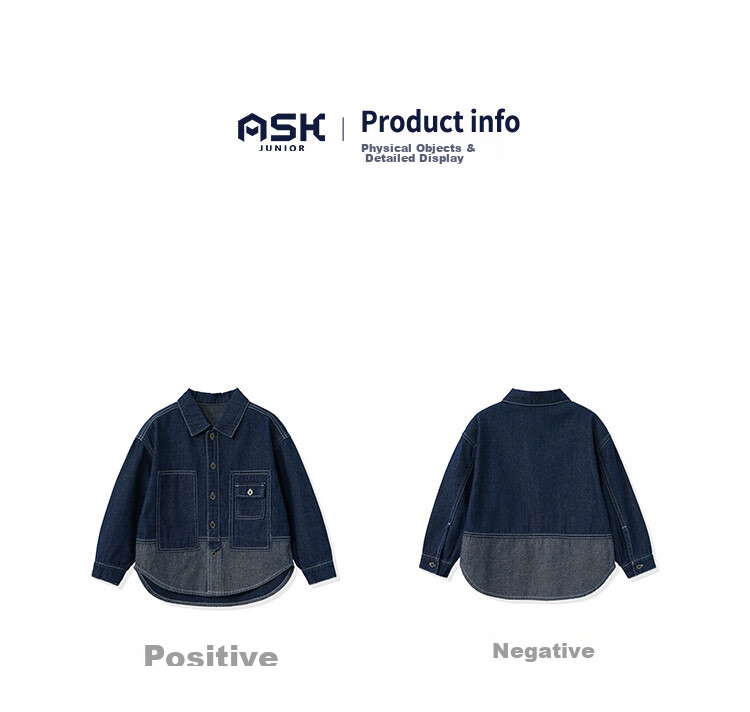 ASK JUNIOR Children's Outerwear, Parent-Child Jacket for Boys And Girls, Big Kids' Autumn Denim Jacket, Running Sports Style Coat, Size 110 1