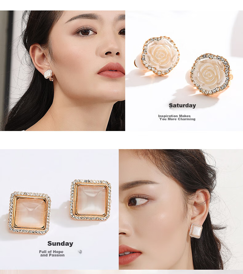 Dairuo No-earhole Ear Clips for Women, One-Week Earring Set, Face-Slimming Effect, Elegant And Luxurious Jewelry, Birthday Gift for Girlfriend 6