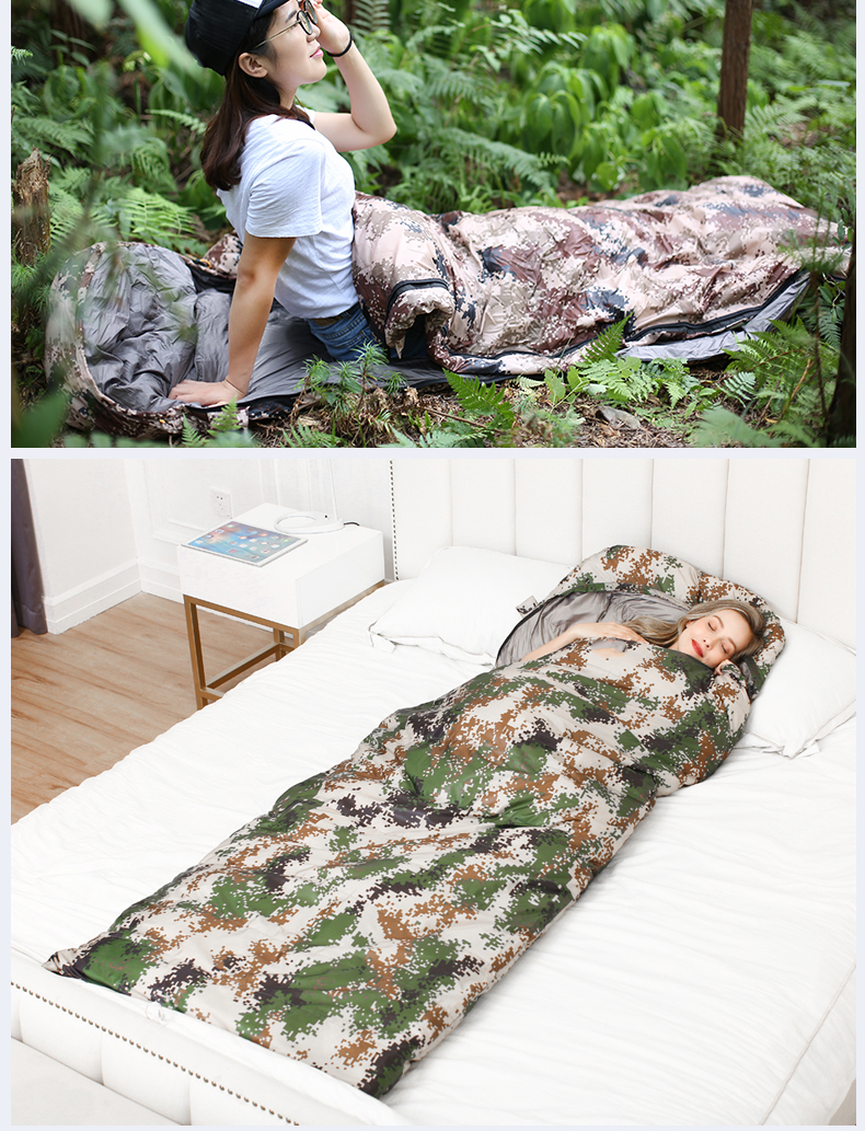 BeiJiLang Thickened and Widened Autumn Winter Outdoor Warm Sleeping Bag Tent Camping Office Nap Cold Resistant Sleeping Bag Quilt 13