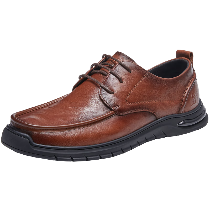 CAMEL Retro Distressed Cowhide, Wear-Resistant Soft Sole, Large Toe Casual Business Leather Shoes for Men, G13S201051, Yellow-Brown, Size 42