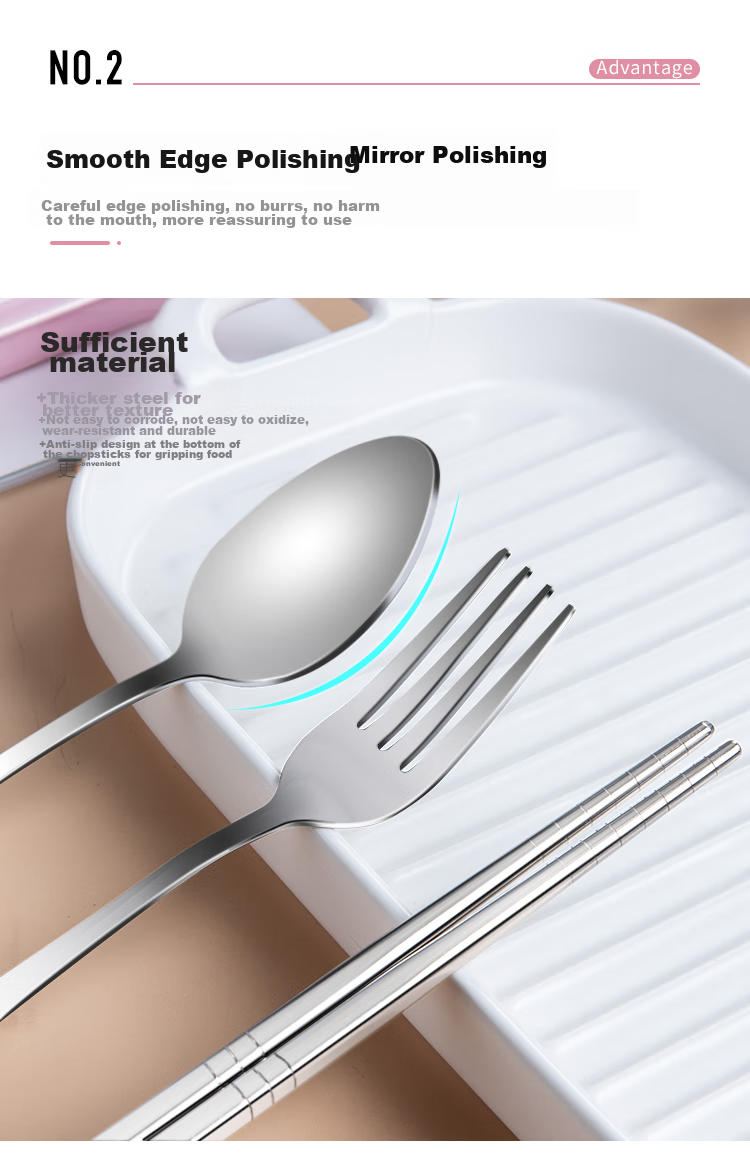 Shihua Fashion Stainless Steel Portable Cutlery Set, Chopsticks Spoon Fork Boxed Four-Piece Set SH-6361 5