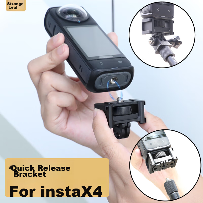 Qiye Quick-Release Bracket Compatible with Instax4 Panoramic Action Camera Accessory, Insta360 X4 Screw, GoPro Interface Action Mount, Insta X4 Base
