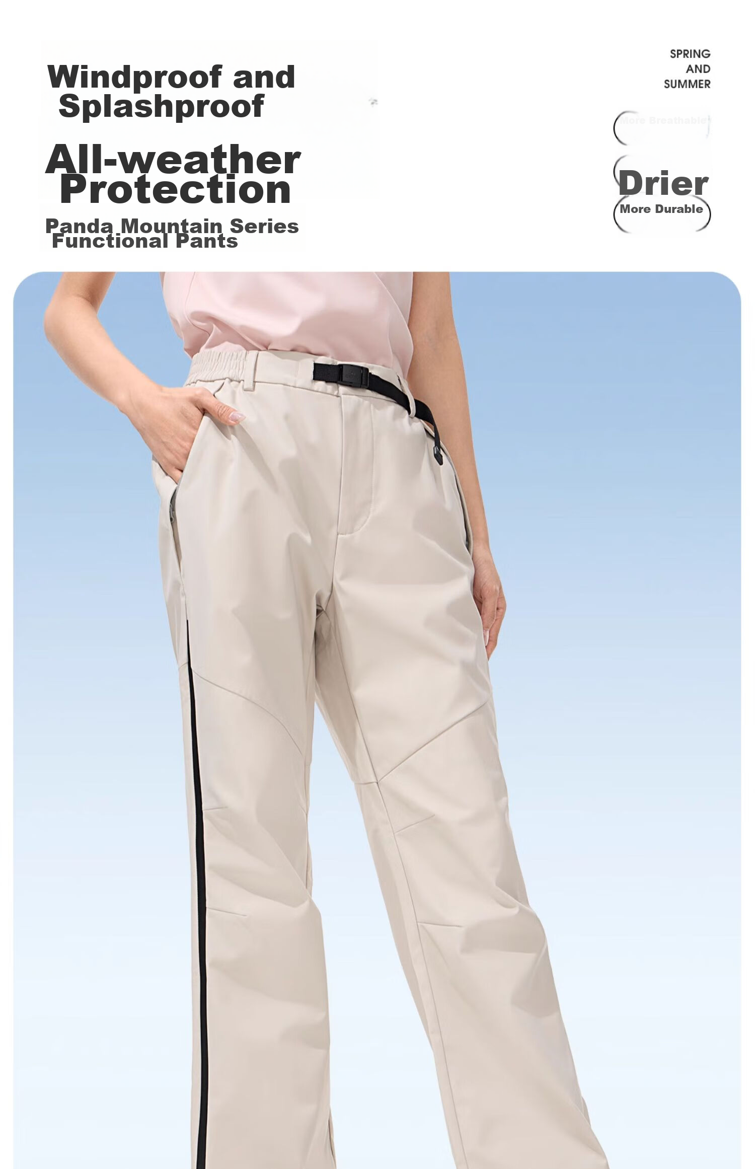 CAMEL Panda Mountain Outdoor Casual Pants, Cool-Feeling Windproof Fashionable Trousers, A34BA68195, Phantom Black, L 1