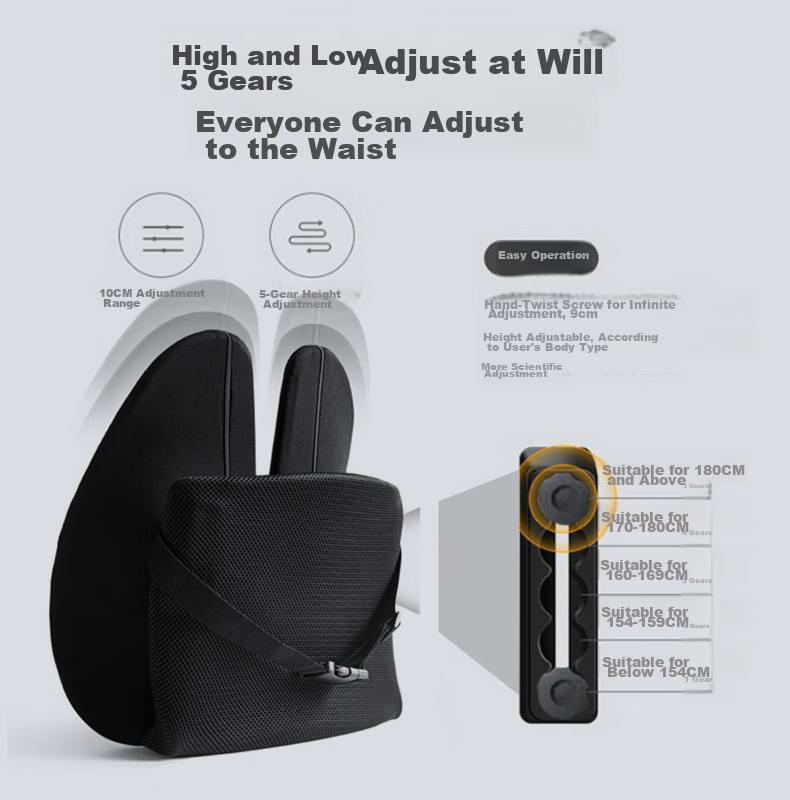 PPW Lumbar Support, Ergonomic Back Cushion for Chair And Car, Waist Pillow, Spine Protection, Breathable Office Backrest 5