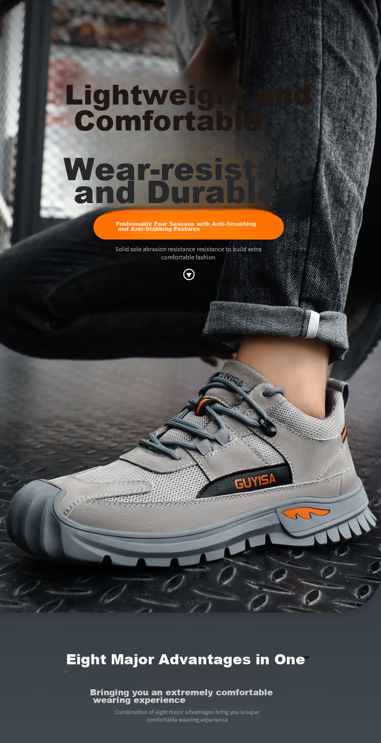 Weierdun Safety Shoes for Men, Summer Breathable Steel Toe Cap, Anti-Smashing, Puncture-Resistant, Wear-Resistant Construction Site Work Safety Shoes 0255T Size 43 1