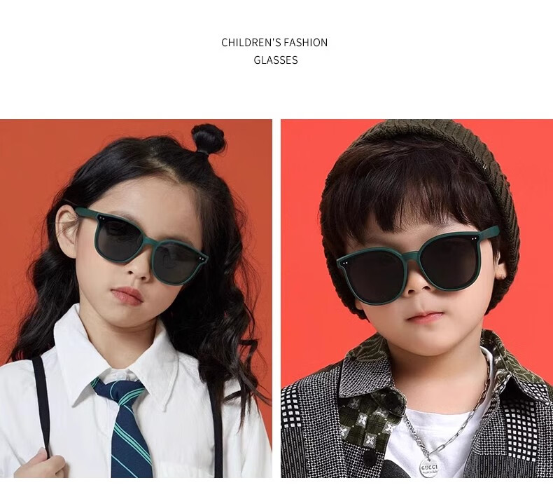 Cuntiandaofu Children's Sunglasses, Kids' Sunglasses, Boys' UV Protection Polarized Glasses, Green Frame with Green Lenses 22