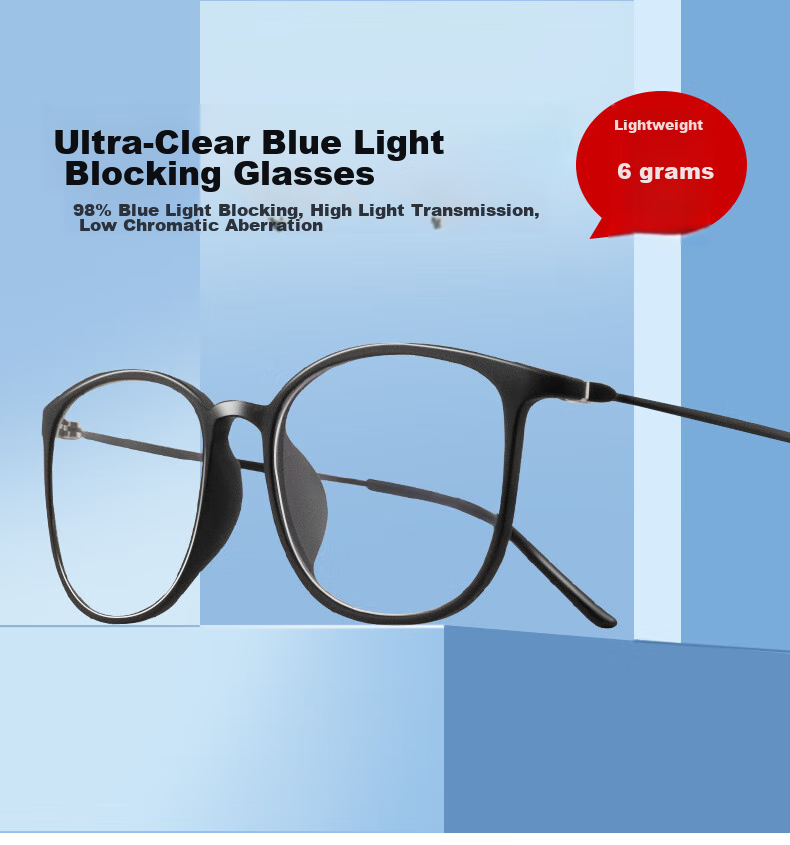 Gameking Blue Light Blocking Glasses Anti-Radiation Ultra-Light Titanium Frame Non-Prescription Myopia Glasses Frame with Prescription Lenses 8002 Transparent 1