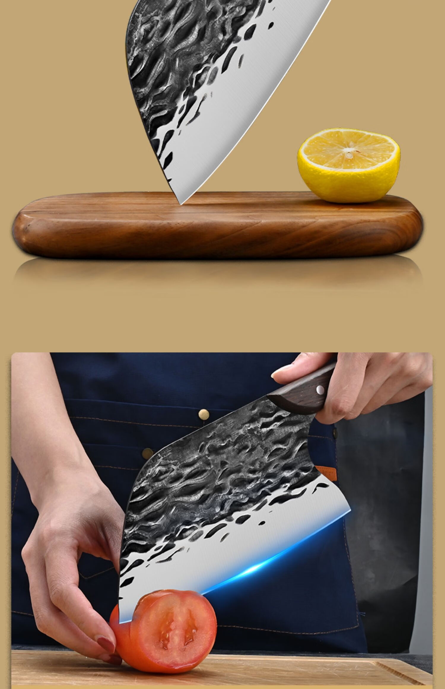 联盟使者 菜刀斩切两用厨师专用刀具超锋利厨房切肉片刀锻打老式切刀