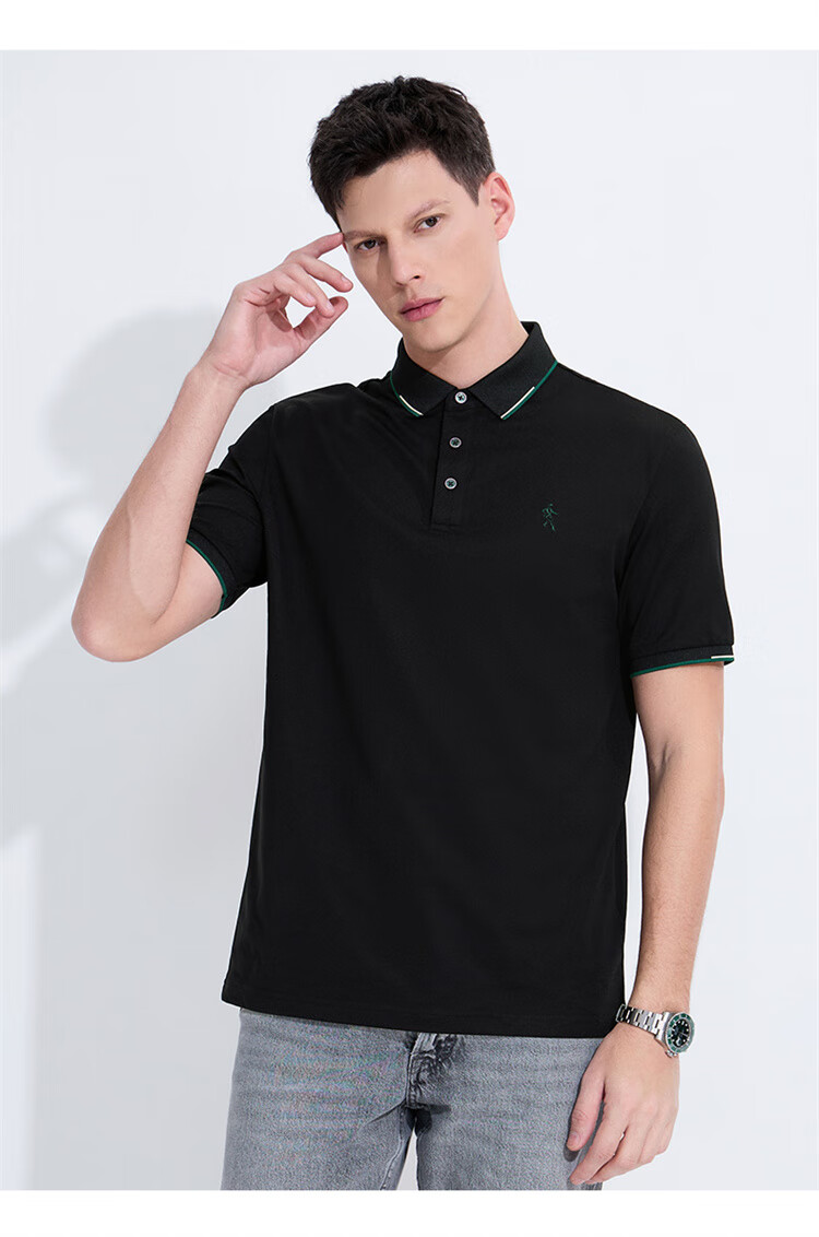 DANCING WOLVES [7A Antibacterial] Summer Business Commute Cool Breathable Men's Short-Sleeve Polo Shirt, White, Size 180 6